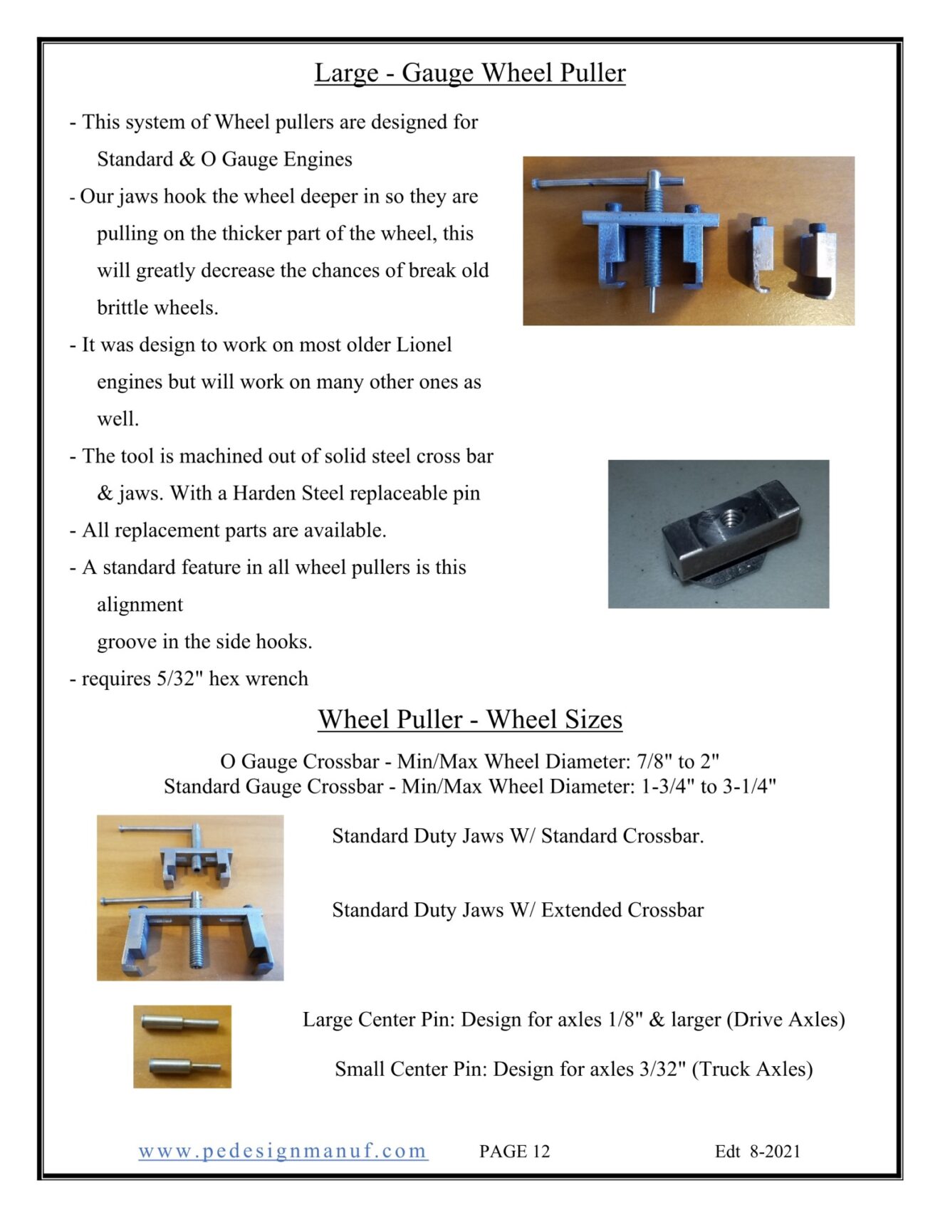 Large Gauge Wheel Puller w/ Standard & Special Duty Jaws Comb O Gauge