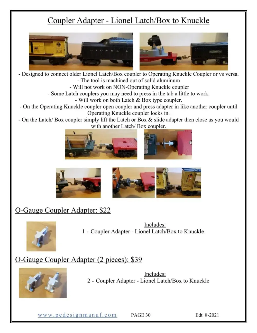 Coupler Adapter - O Ga Lionel Latch/ Box to Knuckle - Image 10