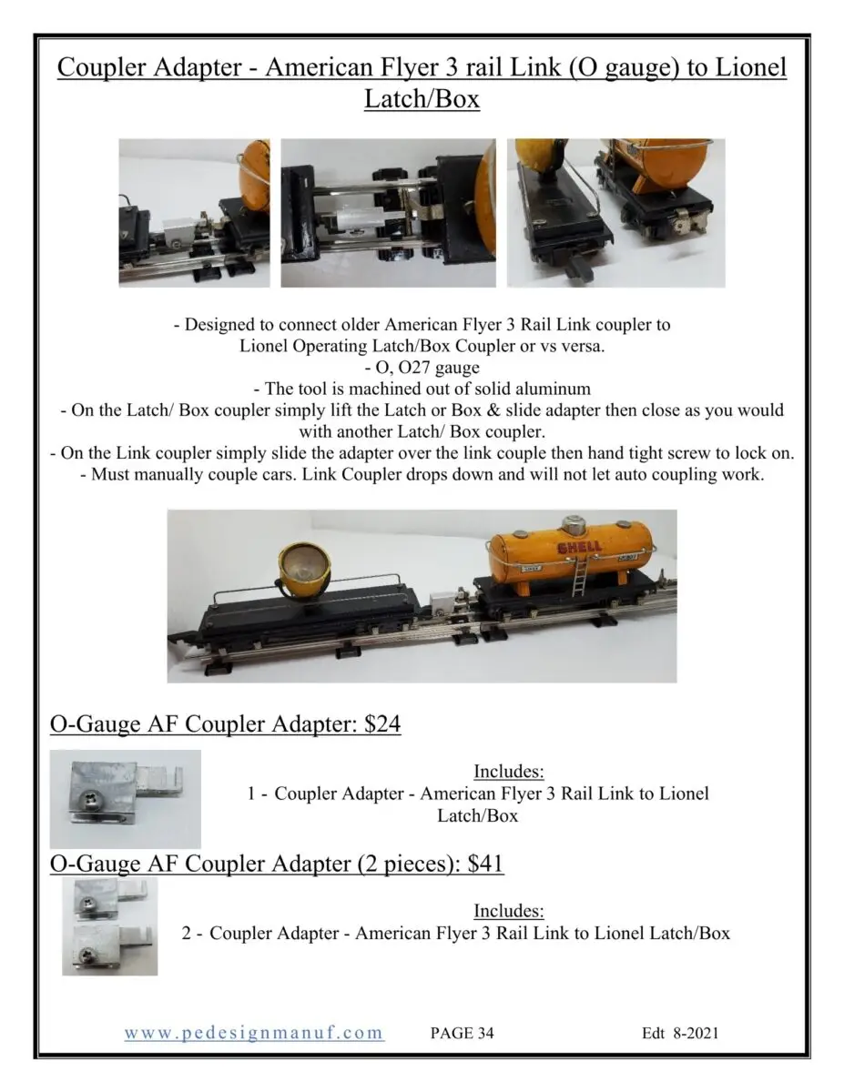 Coupler Adapter - O Ga American Flyer Link to Lionel Latch/Box 2pak - Image 6