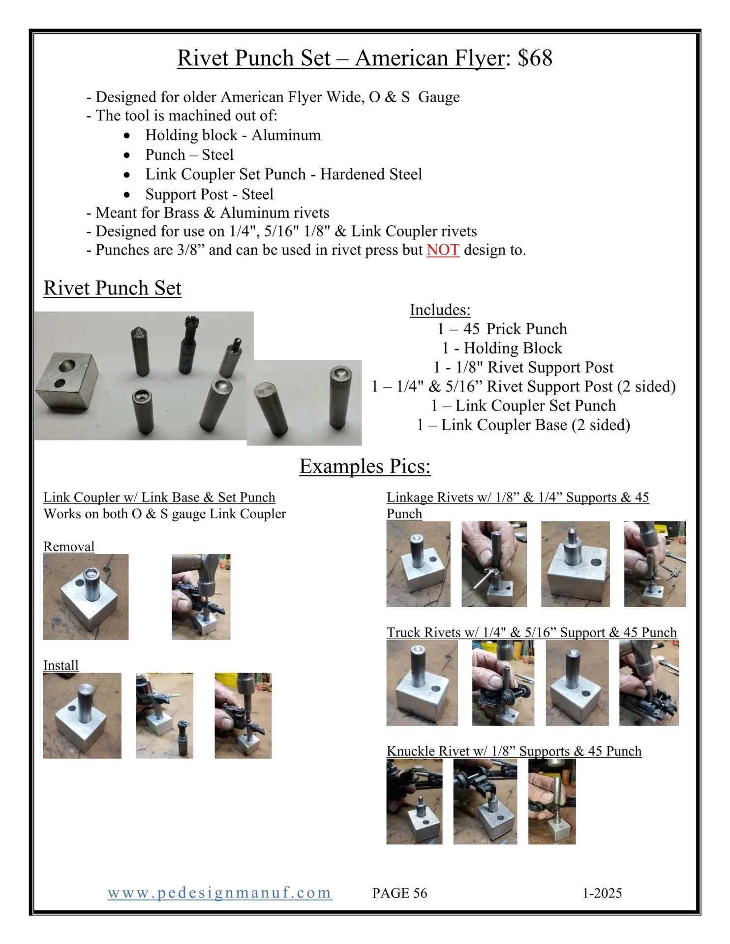 thumbnail image 2 of PE Design Lionel Rivet Punch Set – O Gauge, Made In USA 2 of 3